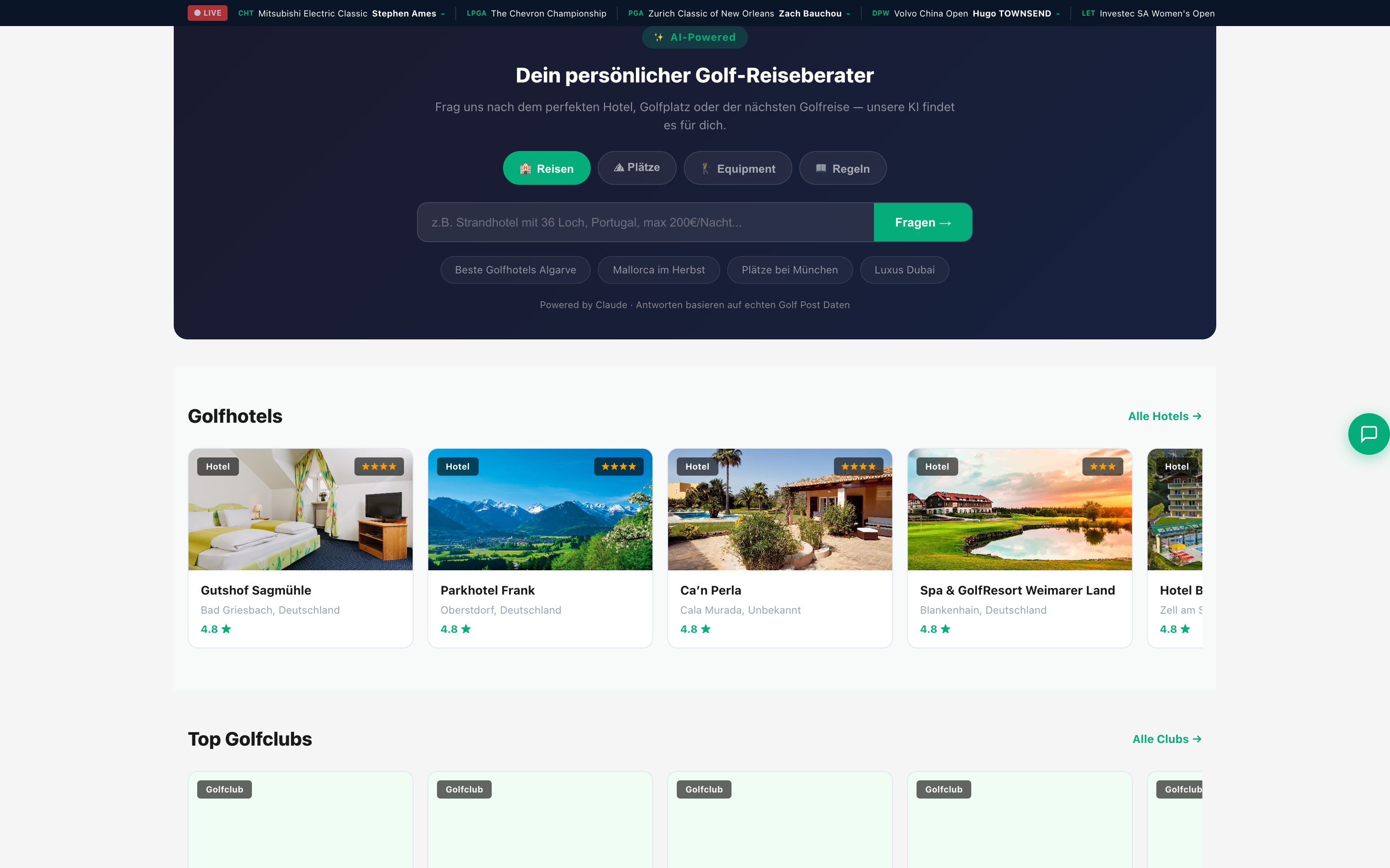 Golf Post AI-Concierge & Hotel-Listing