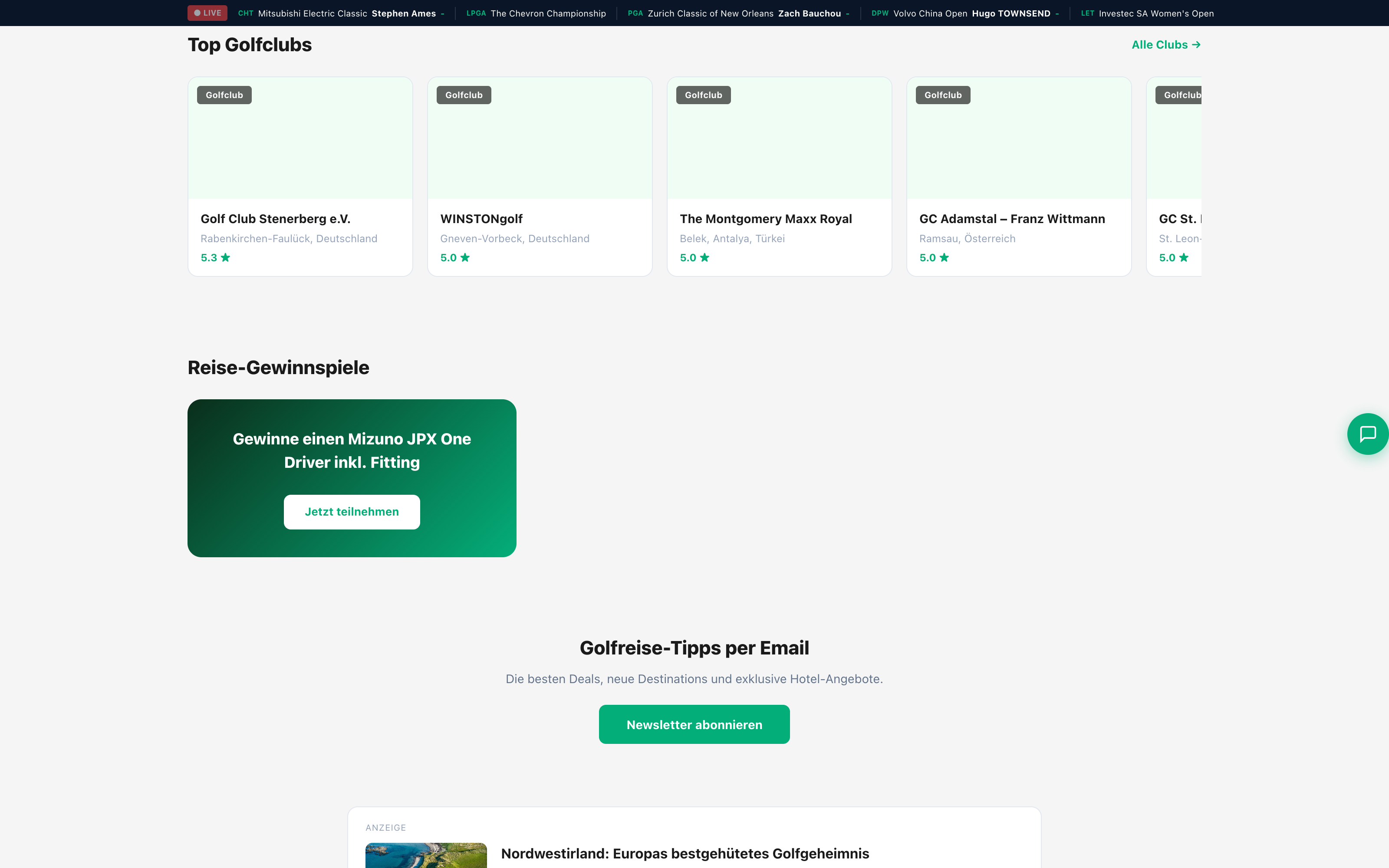 Reise-Gewinnspiele auf golfpost.de